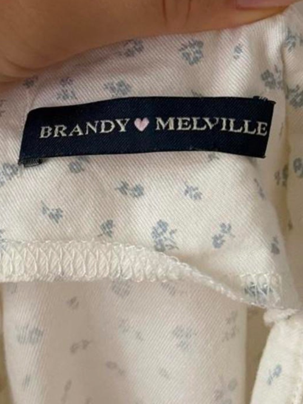 Brandy Melville Cream Mini Dress with Tiny Blue Floral Pattern - Picture 5 of 5